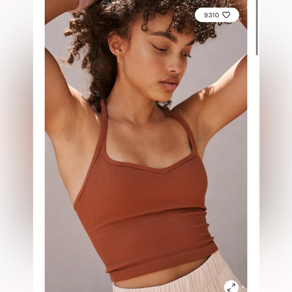 Free People Movement- Happiness Runs Sweetheart Crop Tank in Peruvian Walnut